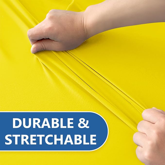 Cocktail Table Covers-Spandex Round High Top Table Cloths 6 Pack 32x43 Inch-Yellow Stretch Fitted Bar Tall Tablecloth for Pub Bistro Highboy Event Banquet Height Folding Satnding Tables