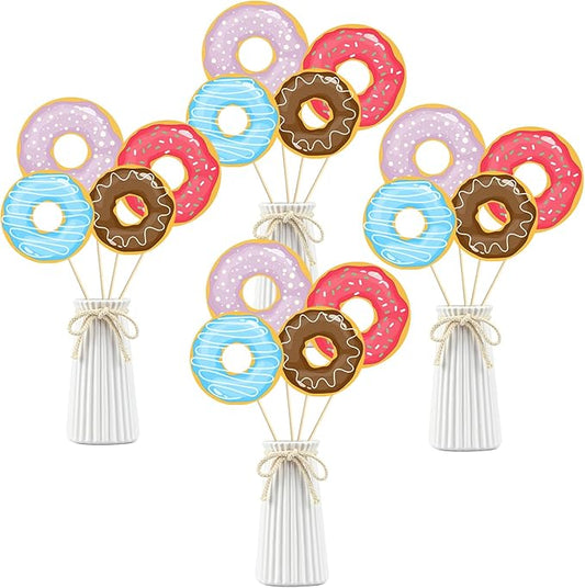 Doughnut Party Centerpiece Sticks,Donut Birthday Party Decorations Summer Sweet Grow Up Party Table Sign .Set of 16
