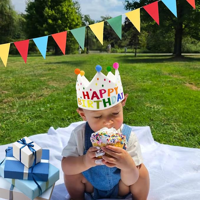 Personalized Hand Embroidered Birthday Hats Unique Happy Birthday Crowns Cute Party Hat for Boy Girl Fit All Ages