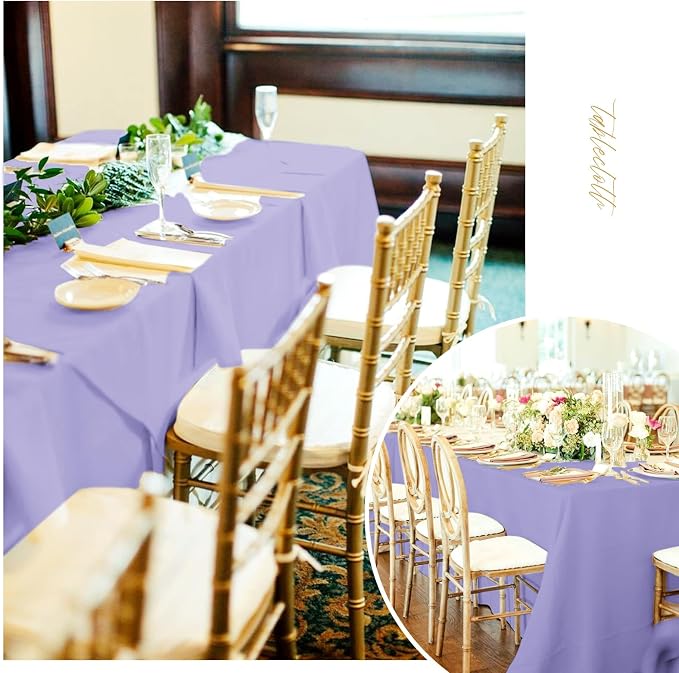 fani 10 Pack 60 x 126 Inch Tablecloth, Lavender Tablecloth for 8 Feet Rectangle Tables, Stain and Wrinkle Resistant Washable Fabric Table Cloth for Wedding Party Dining Table Buffet Parties Camping