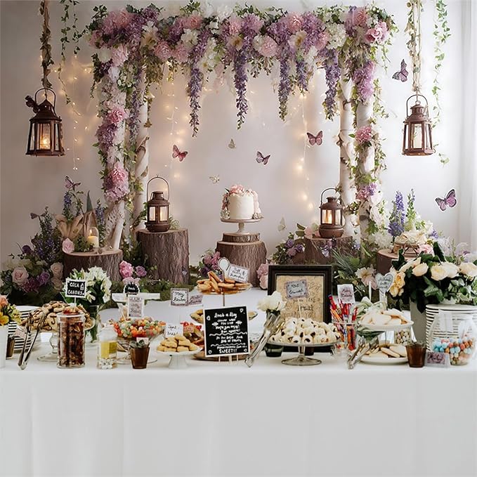 Baocicco Rustic Flower Wall Backdrops 15x10ft Farmhouse Wedding Background Photography Baby Shower Bridal Shower Backdrop Purple Floral Wooden Butterfly Backdrop Kids Adults Portraits Studio Props
