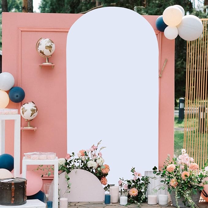 FOTSHARER White Arch Cover Spandex Arch Backdrop Cover 6FT Chiara Arched Cover for Wedding Balloon Arch Back Drop Stand Metal Arch Cover Stretchy Backdrop Fabirc for Birthday Banquet Prom Events