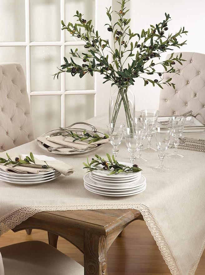 SARO LIFESTYLE 931 Tablecloth Natural 70" X 120" Oblong, Sold Per 1 PC