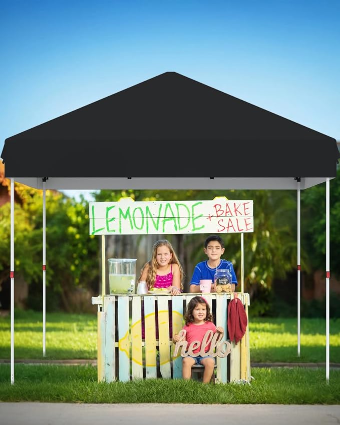 Garvee 10x10 Pop Up Canopy Tent Outdoor Canopy One-Person Set Up Heavy Duty Commercial Instant Tent Shelter, 0-Sidewall+Black