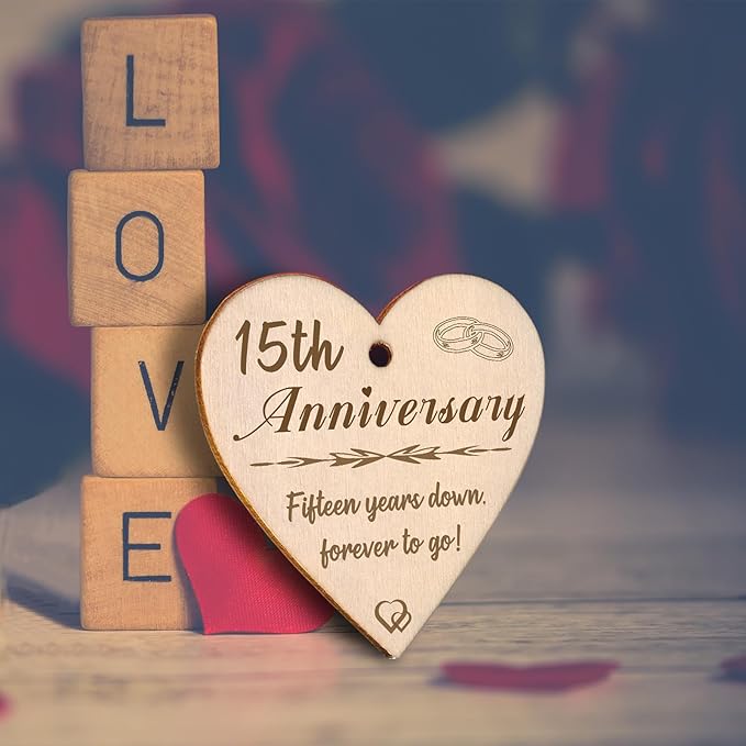 EYITUPC 15 Year Anniversary Picture Frame Gifts for Him Her,15th Wedding Anniversary Frame for Wife Couple Men, Display Two 4x6 Inch