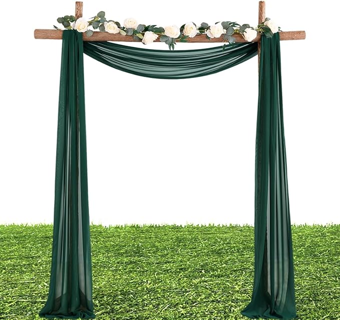 MLMW Chiffon Fabric Sheer Fabric by the Yard 5 Yards 60" Wide Christmas Emerald Green Wedding Arch Draping Fabric Sheer Material for Party Backdrop Curtain Arch Ceiling Decor
