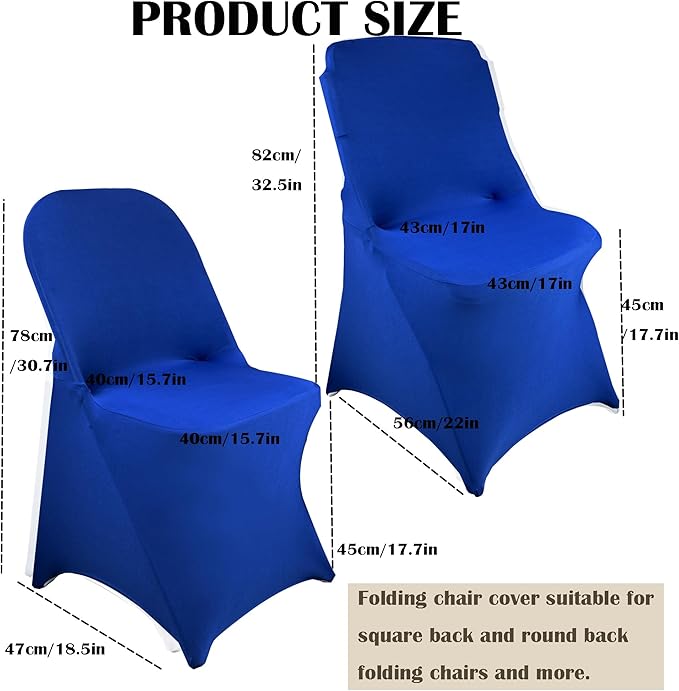 10PCS Stretch Spandex Folding Waterproof Chair Covers,Universal Fitted Chair Cover Protector for Wedding Party Banquet Holidays Celebration Decoration(Royal Blue)