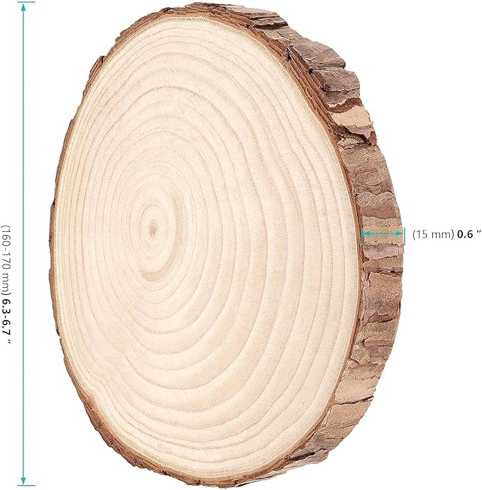 FUNSUEI 16 PCS 6-7 Inches Unfinished Natural Wood Slices, Natural Wood Coasters with Bark, Wooden Circles for DIY Arts and Crafts, Christmas Ornaments, Rustic Wedding Christmas Ornaments