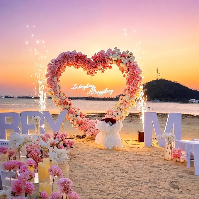 6.7FT Heart Arch Stand for Proposal, Metal Balloon Arch Frame for Wedding Valentine's Day Engagement Birthday Party Baby Shower Decorations (Gold)