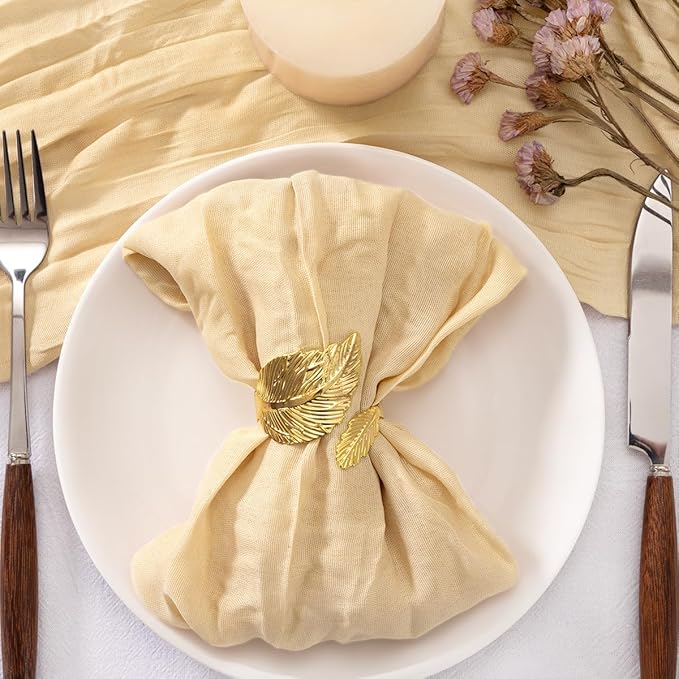 50 Pack Champagne Cheesecloth Napkins Washable Spring Summer Cloth Napkins Set of 50 Bulk 21x21 Inches for Wedding Baby Bridal Shower Birthday Dinner Party Table Decor
