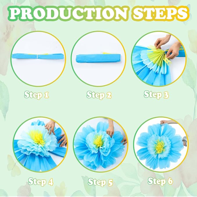 Giegxin 6 Pcs 31.5", 24" Colorful Giant Paper Flower Mexican Large Tissue Paper Flower for Wall Big Fiesta Crepe Floral Decorations for Wall Mexican Wedding Bridal Shower Baby Shower Nursery Decor