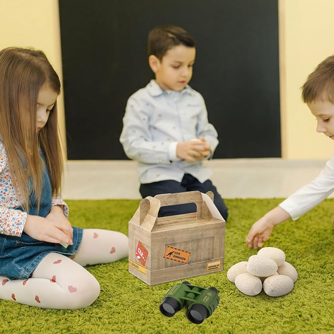 Bucherry 56 Pcs Dinosaur Eggs Dig Kit Toys for Kids Dinosaur Party Favors Dino Treat Boxes Telescope Excavation Tools Eggs Surprise Dino Birthday Decorations for Boys Girls