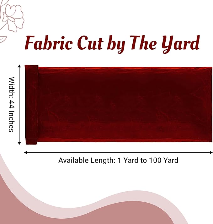 MDS Pack of 65 Yard Sheer Organza Fabric for Wedding Party Home Event Banquet Decorations, Backdrop Curtain Craft Dress Sewing Fashion DIY Crystal Organza Tulle Fabric Bolt 44” Wide - Maroon