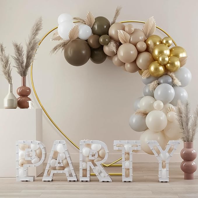 Metal Balloon Arch Kit, Love Balloon Column Arch Frame, Wedding Heart Arch Stand – Supplies for Wedding, Bridal, Valentine's Day, Engagement and Birthday Party(White) (6.7 FT Gold Heart Shape)