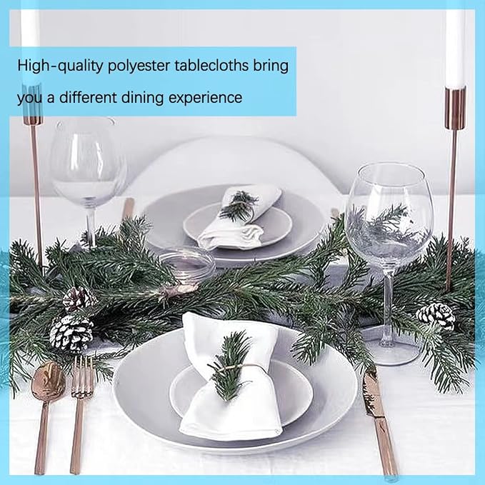 10 Pack White Tablecloth 90x156 Inch Rectangle Tablecloth Rectangular Polyester Table Cloth Stain and Wrinkle Resistant Washable Fabric Table Covers for Wedding Parties