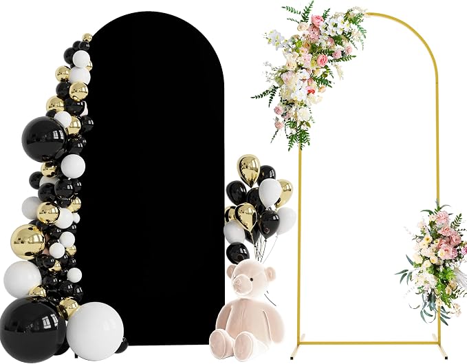 Wokceer 6 FT Wedding Arch Backdrop Stand and Arch Cover Metal Arch Stand with Arch Stand Cover for Birthday Party Wedding Ceremony Bridal Baby Shower Event Decor