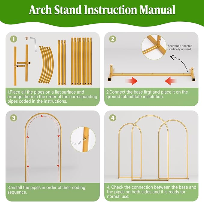 7.2FT Metal Wedding Arch Backdrop Stand,Stable Balloon Arch Frame for Wedding Ceremony Birthday Party Baby Shower Graduation Anniversary Floral Decoration,Gold