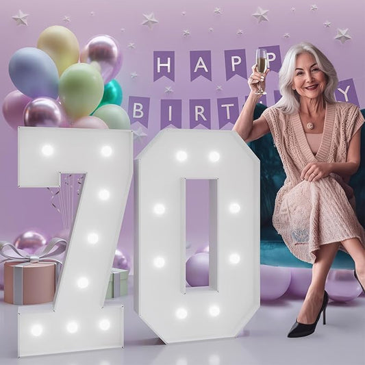 Number 70 Marquee Numbers 3 Feet Tall, 70th Birthday Decorations for Women Men, 70 Light Up Number for Party Large 70 Light Up Sign for Birthday Anniversary Decor