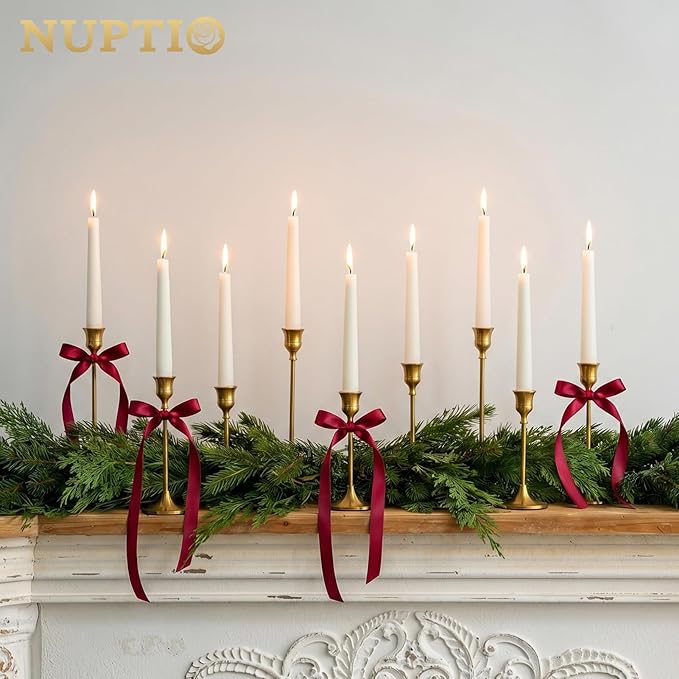 Candlestick Holders Taper Candle Holders, Set of 3 Candle Stick Holders Set, Brass Gold Candlestick Holder Set, Vintage Modern Decorative Centerpiece for Table Mantel Wedding Housewarming Gift