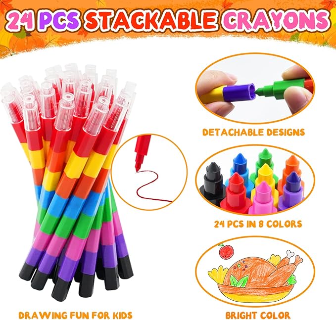 ZMLM 24 Pack Thanksgiving Coloring Books for Kids with Crayons,Party Favors for Kids 4-8, Goodie Bags Stuffers for Toddlers, Classroom Prizes Birthday Return Gifts (Thanksgiving)