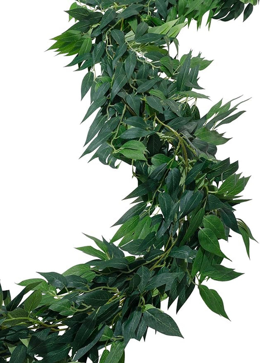 ucky Fake Vines, Eucalyptu Vines Garland, Ivy Vines, Green Artificial Wall Decor Hanging, Wedding Decoration，Flower Bouquet Decoration (4, Willow Vines)