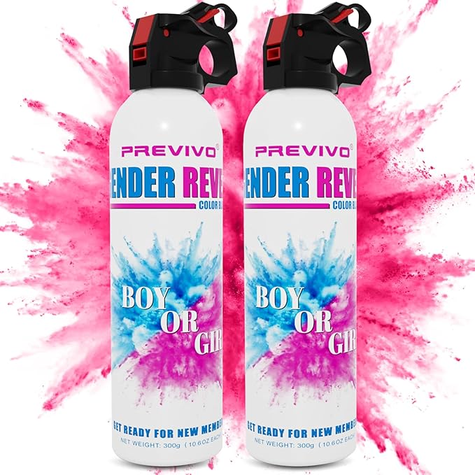Previvo Large Gender Reveal Spray - 2 Pcs Colorful Smoke Bombs - 100% Biodegradable Powder Blasters for Gender Reveal Party Decorations - Baby Gender Reveal Fire Extinguisher Set(Pink)