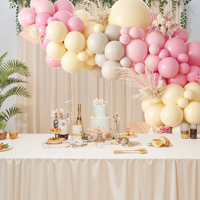 Pink and Yellow Balloon Arch Garland Kit, Pastel Pink Balloons Baby Pink Pastel Yellow Sand White Latex Party Balloon for Baby Shower Theme Birthday Gender Reveal Wedding Party Decoration