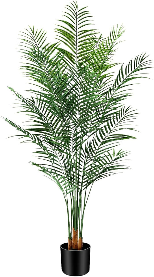 6.5ft Artificial Palm Tree Outdoor, Large Fake Tropical Areca Palm with 18 Trunks, Tall Faux Floor Plants for Indoor Living Rooms Offices Bedroom Home Decor