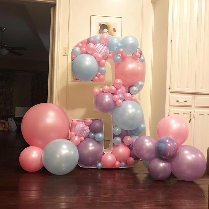Pearl Pink Purple Blue Balloon Arch Kit, Pearl Pink Light Purple Blue Latex Balloon Garland, Different Sizes Iridescent Balloons for Wedding Mermaid Frozen Theme Baby Shower Birthday Party Decorations