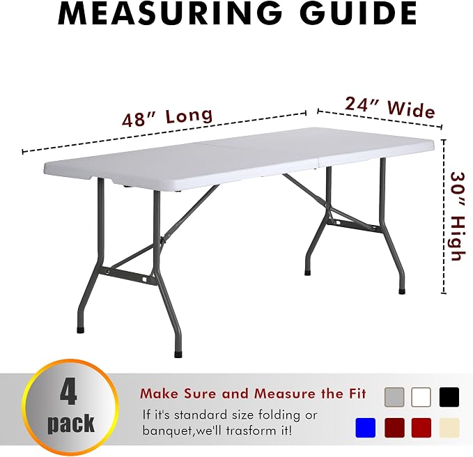 Nasitos 4 Pack Black Fitted Tablecloth for 4 Foot Tables-Open Back Rectangle Table Clothes Washable Tablecloth for Trade Show, Craft Show, Grad Party, Vendor Booth