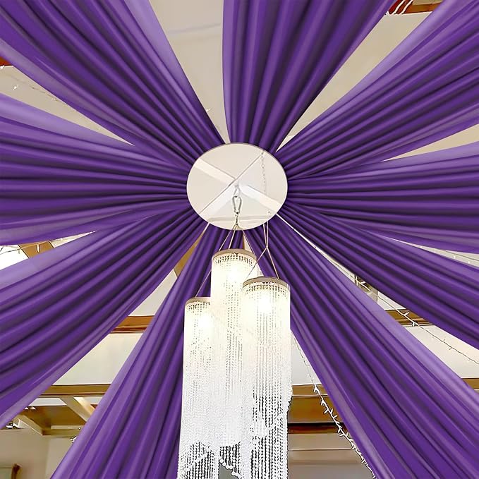 DUOBAO Chiffon Ceiling Drapes 20ft Purple Wedding Backdrops Sheer Curtains for Reception Wedding Ceremony Sheer Arch Fabric Perfect for Tent, Banquet Hall, and Event Party Supplies - 6 Panels 5x20ft