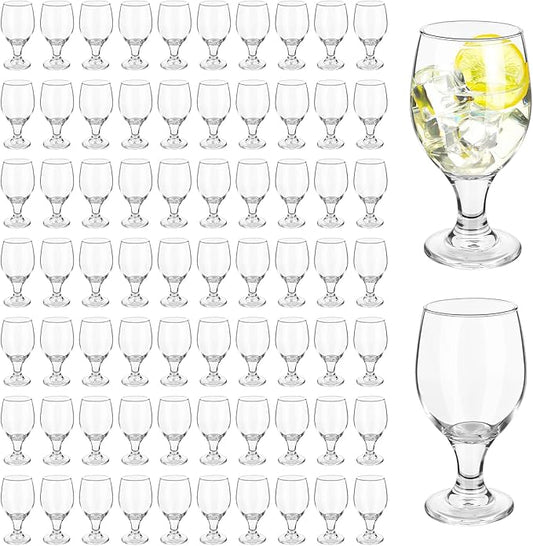 Patelai Set of 72 Water Goblet, 13.5 oz Clear Drinking Glasses Bulk Dishwasher Safe, Stemmed Water Glass for Juice Wine Beer Tea Sangria Cold Beverages, Reusable Glassware for Home Party Restaurant