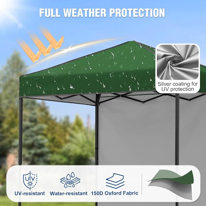 6x4 Pop Up Canopy Tent with One Wall Panel, Instant Portable Beach Canopy, Outdoor Tent with Carry Bag for Camping, Sports, Tailgating, Events, Green