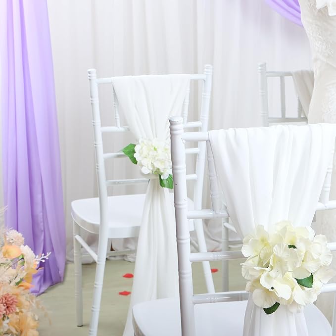 DUOBAO Snow White Chiffon & Tulle Fabric - Ultra-Soft Sheer Bridal Material for Wedding Dresses, Veils, Scarves, DIY Costumes, Curtains - 20 Yards