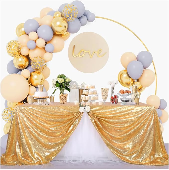 B-COOL Gold Sequin Tablecloth Party Glitter Tablecloth Sparkly Table Cloth 60x102 Inches Rectangle Classy Elegant Tablecloth for Christmas Halloween Theme Parties Table Decorations