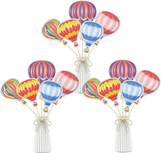 Hot Air Balloon Table Centerpiece Sticks,Birthday Decorations With Hot Air for Birthday,Wedding Retirement Graduation Travel Theme Party Decoration.Set of 15