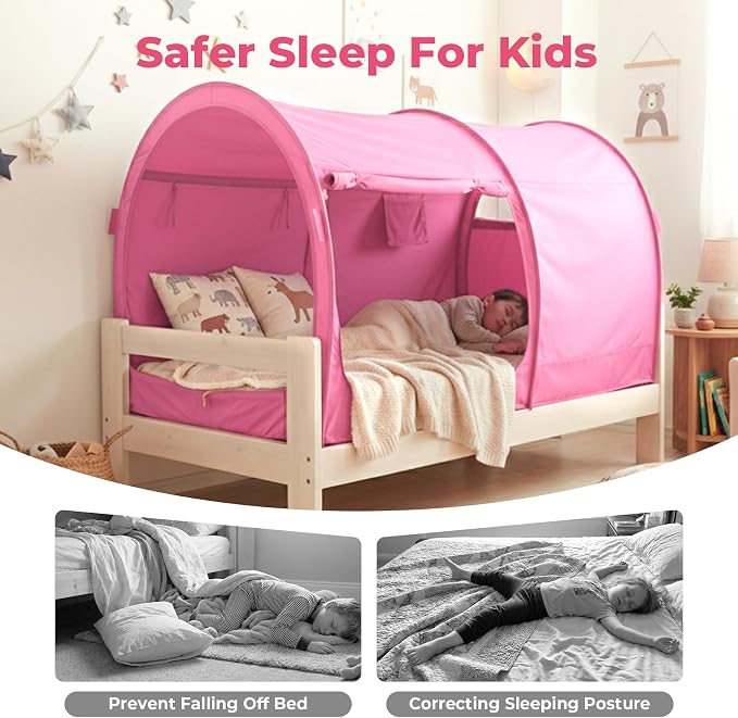 LEEDOR® Bed Tent Dream Tent Bed Canopy Shelter Cabin Sleeping Tent Indoor Pop Up Privacy Warm Breathable Mosquito Mesh Twin/Full/Queen for Kids and Adult (Mattress Not Included)