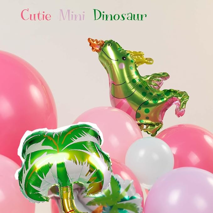 Pink Dino Balloon garland arch kit with Pastel Pink Purple Teal and Foil Dinosaur balloon for dinosaur Theme Party Decorations for Girl (Pink Purple Teal)