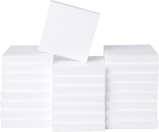 Silverlake 6x6x1 Craft Foam Squares for Styrofoam Board Projects (24-Pack)