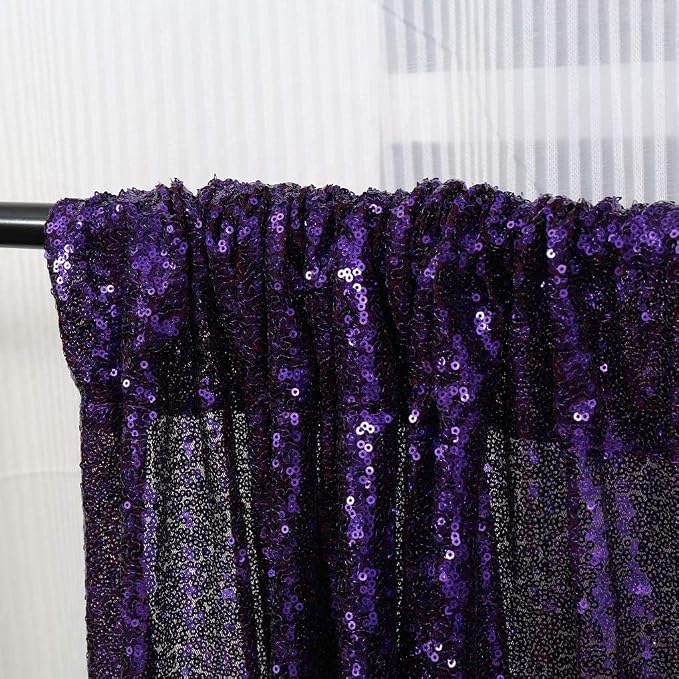 Poise3EHome Purple Sequin Backdrop,8FT x 10FT Sequin Photography Backdrop Curtain for Halloween Party Birthday Decoration