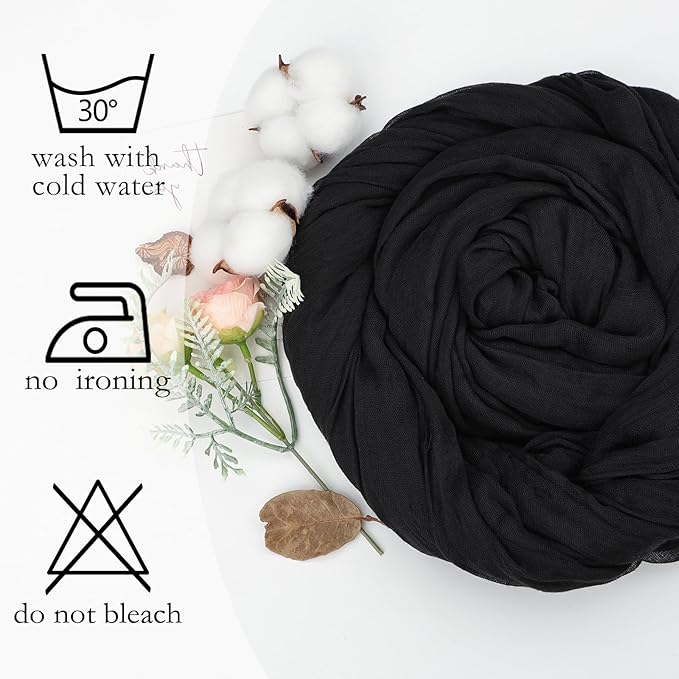16 Pack Table Runner Black Cheesecloth 10ft Boho Gauze Fabric 120 Inch Cheese Cloth Table Runner Rustic Sheer for Holiday Baby Shower Party Décor Home Wedding Decoration