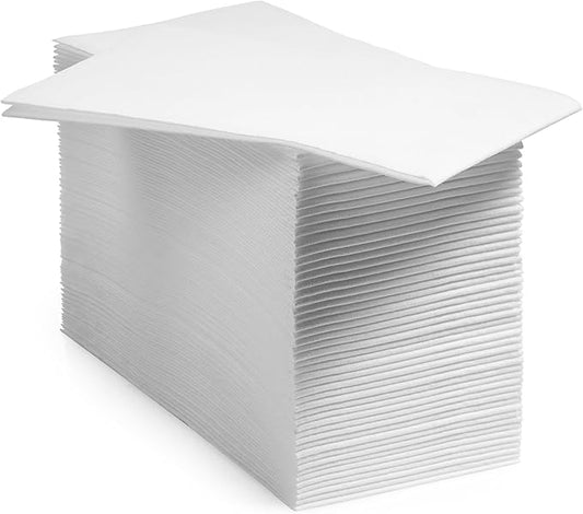 50 Pcs White Formal Napkins Disposable Linen Feel Dinner Napkin, Cloth Like Hand Bathroom Napkins (12" x 17")