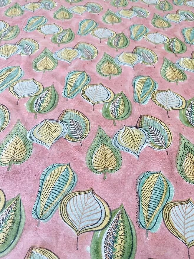 Ridhi Salmon Pink Hand Block Print Cotton Rectangle Tablecloth 108" x 70" inches Reusable Table Cover Decorative Everyday Use for Dining Room, Farmhouse, Home Gift for Spring, Mother's Day