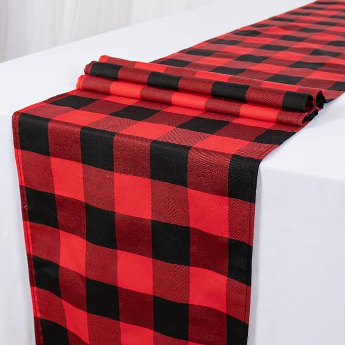 ShinyBeauty Buffalo Plaid Table Runner 13''x72'' Red and Black Check Christmas Table Runner Gingham Table Runner for Family Dinner Outdoor or Indoor Parties Thanksgiving Christmas & Gathering