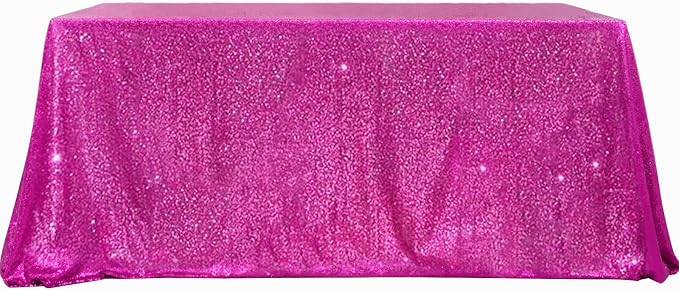 B-COOL Rectangle Fuchsia Sequin Tablecloth Glitter Tablecloth Wedding Party Sequence Table Cloth for Christmas 60x102-Inch