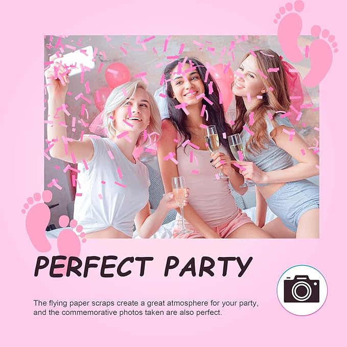 POPUPARTY 6 Pack Gender Reveal Confetti Cannon | No Powder Confetti Poppers | Ideal for Baby Girl Gender Reveal Decoration (6 Pink)