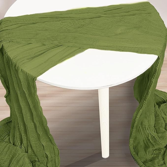 6 Pack Olive Green Cheesecloth Table Runner 35x120 Inch 10Ft Rustic Gauze Cheese Cloth Table Runner Sheer Cheesecloth Table Runners for Wedding Party Bridal Shower Decoration