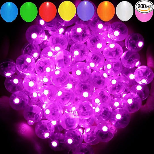 Aogist 200pcs Pink Balloon Light,Long Standby Time Waterproof Mini Ball Light,Round LED Flash Lamp for Paper Lantern Balloon Party,Wedding,Birthday,Festival,New Year and Christmas Decorative