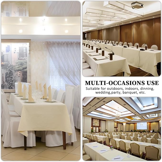8 Pack Beige Tablecloth 60 x 126 Inch Rectangular Tablecloths for 8 Foot Rectangle Tables, Wrinkle Resistant Beige Table Cloth Washable Polyester Fabric Table Covers for Buffet Wedding Party Banquet
