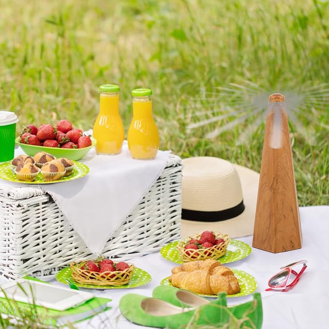 Yoiemivy Portable Fly Fans for Tables to Keep Your Food/Meal Clean for Outdoor, Indoor, Picnic, Dinner and Classroom, Wood Grain, 4 Pack